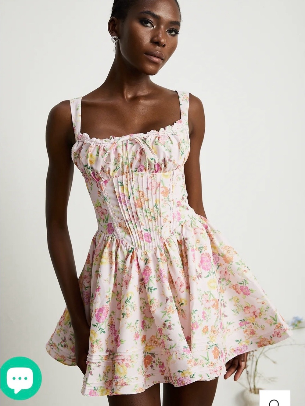 Pink Floral-Print Cotton Mini Dress